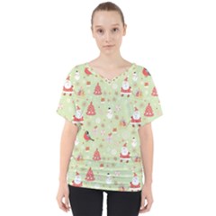 Christmas Pattern, Christmas Tree, Santa V-neck Dolman Drape Top by kyorashop23