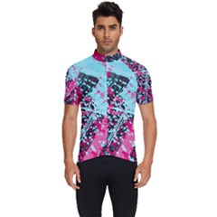 Colorful Splashes Grunge, Abstract Art Men s Short Sleeve Cycling Jersey by kyorashop23