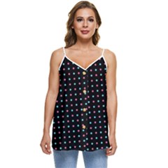 Pattern Dots Wallpaper Seamless Casual Spaghetti Strap Chiffon Top by Salmanaz77