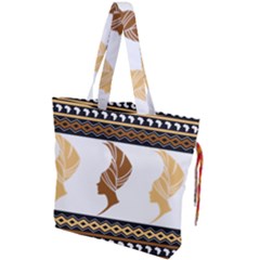 African Women Pattern Seamless Style Drawstring Tote Bag by Bedest