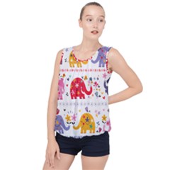 African Elephant Cute Cartoon Seamless Shading Cartoon Character Bubble Hem Chiffon Tank Top by Bedest