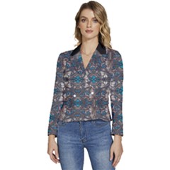 Ornate Baroque Floral Pattern Print Women s Long Sleeve Revers Collar Cropped Jacket by dflcprintsclothing