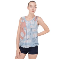 Pattern Plants Leaves Nature Bubble Hem Chiffon Tank Top by Bedest