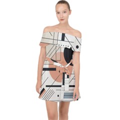 Abstract Architecture Off Shoulder Chiffon Dress by Bedest