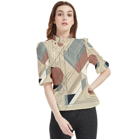 Boho Abstract Architecture Frill Neck Blouse by Bedest