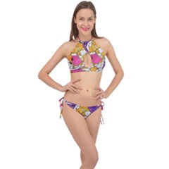 Architecture Glass Abstract Pattern Cross Front Halter Bikini Set by Bedest