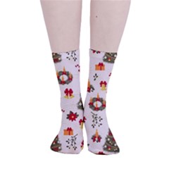 Christmas Pattern, Pattern, Christmas, Trees Smooth Crew Length Tube Socks by kyorashop23