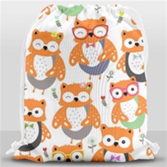 Cute Colorful Owl Cartoon Seamless Pattern Drawstring Bag (large) by Apen