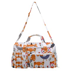 Cute Colorful Owl Cartoon Seamless Pattern Sports Gym Duffle Bag With Shoe Compartment by Apen