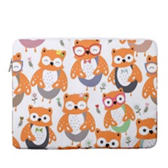 Cute Colorful Owl Cartoon Seamless Pattern 15  Vertical Laptop Sleeve Case With Pocket by Apen