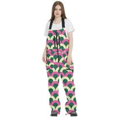 Green Yellow Pattern Women s Front Zip Ski And Snowboard Bib Pants by ytdream