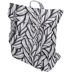 Black White Flower Texture Pattern Buckle Up Backpack by Grandong