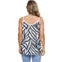 Black White Flower Texture Pattern Casual Spaghetti Strap Chiffon Top View4
