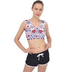 Scandinavian Folk Seamless Pattern V-back Sports Bra by Grandong
