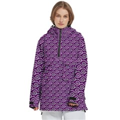 Violet White Pattern Women s Pullover Zip Ski And Snowboard Waterproof Breathable Jacket by ytdream