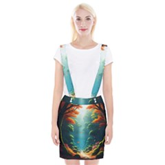 Autumn Trees Nature Braces Suspender Skirt by Bedest