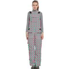 Yellow Blue Pattern Women s Side Zip Front Pouch Ski And Snowboard Bib Pants	 by ytdream