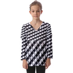 Stylish Coffee Cup Pattern Kids  V Neck Casual Top by ExtraAwesomeSauce