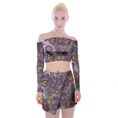 Abstract Molecular Space Art Off Shoulder Top With Mini Skirt Set by ExtraAwesomeSauce