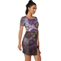Abstract Molecular Space Art Fitted Knot Split End Bodycon Dress View3
