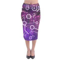 Cosmic Network Geometric Art Velvet Midi Pencil Skirt by ExtraAwesomeSauce