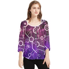 Cosmic Network Geometric Art Chiffon Quarter Sleeve Blouse by ExtraAwesomeSauce