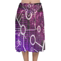 Cosmic Network Geometric Art Velvet Flared Midi Skirt by ExtraAwesomeSauce