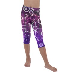 Cosmic Network Geometric Art Kids  Lightweight Velour Capri Leggings  by ExtraAwesomeSauce