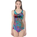 Abstract Tech Galaxy Design One Piece Swimsuit View1