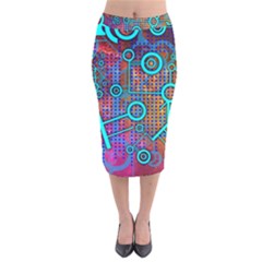 Abstract Tech Galaxy Design Velvet Midi Pencil Skirt by ExtraAwesomeSauce