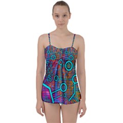 Abstract Tech Galaxy Design Babydoll Tankini Set by ExtraAwesomeSauce