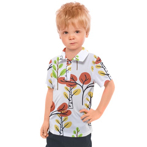 Tree Auntumn Leaf Kids  Polo T-shirt by anzea