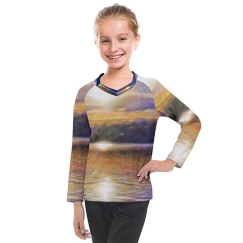 Serene Sunset Over Water Kids  Long Mesh T-shirt by ExtraAwesomeSauce