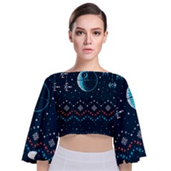 Star Wars Xmas, Star Wars, Christmas, Ugly Sweater Tie Back Butterfly Sleeve Chiffon Top by kyorashop23