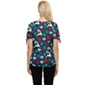 Holiday Season Pattern Bow Sleeve Button Up Top View4