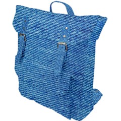 Blue Denim Jeans Like Buckle Up Backpack by ConteMonfrey