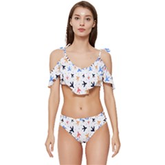 Cute Airplanes Planes Ruffle Edge Tie Up Bikini Set	 by ConteMonfrey