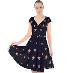 Little Stars Pattern Cap Sleeve Front Wrap Midi Dress by ConteMonfrey