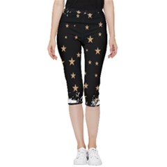 Little Stars Pattern Inside Out Lightweight Velour Capri Leggings  by ConteMonfrey