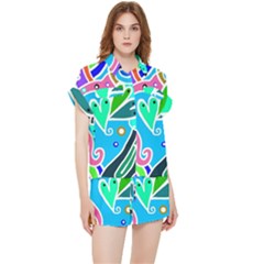 Crazy Pop Art - Doodle Hearts  Chiffon Lounge Set by ConteMonfrey