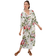Floral Elements Peony Chinese Rose Grecian Style  Maxi Dress by Grandong