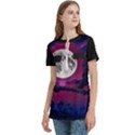 Dreamscape Oasis (AI+Human) Women s Zip Front V-Neck Short Sleeve Casual Top Pocket Shirt View2