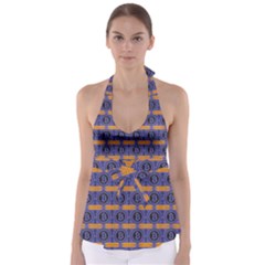 Bitcoin Logo Pattern Tie Back Tankini Top by ExtraAwesomeSauce