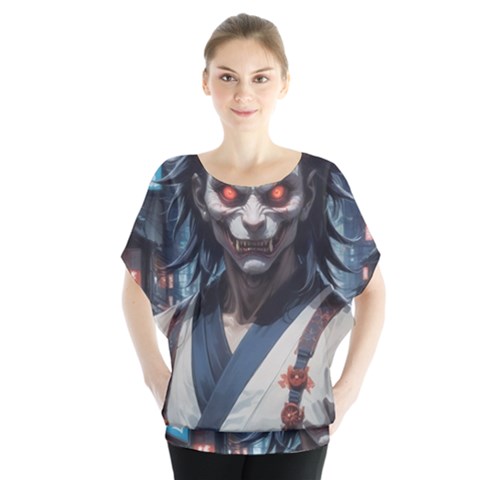 Demon Samurai Batwing Chiffon Blouse by AwesomeSauce