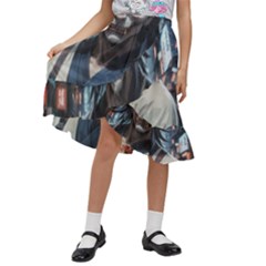 Demon Samurai Kids  Ruffle Flared Wrap Midi Skirt by AwesomeSauce