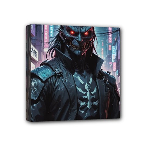 Cyberpunk Demon Samurai Mini Canvas 4  X 4  (stretched) by AwesomeSauce