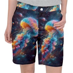 Cosmic Jellyfish Artwork Women s Pocket Shorts by ExtraAwesomeSauce