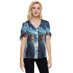 Enchanting Fantasy Night Sky Scene Bow Sleeve Button Up Top by ExtraAwesomeSauce