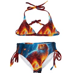 Enchanted Fire Feline Kids  Classic Bikini Set by ExtraAwesomeSauce