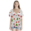 Christmas Pattern, Pattern, Christmas V-Neck Flutter Sleeve Top View1